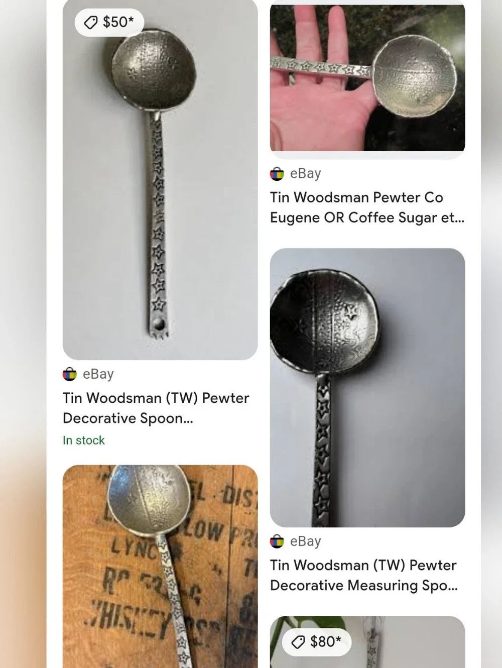 Tin Woodsman Stamped Star-Detail Metal Spoon in Antique Silver Tone